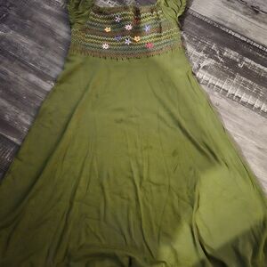 Gymboree Green Kids Dress with Floral Embroidery